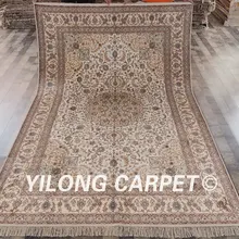 YILONG 6'x9' бежевые восточные небольшие ковры из шелка ручной работы украшения дома шелковый ковер(J08B6x9
