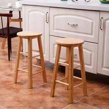 2 шт круглый сосновый деревянный натуральный барный стул из дерева цвет