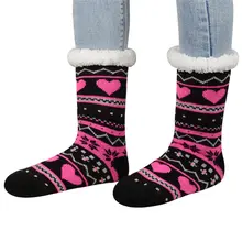 Осень-зима, утепленные плюшевые трикотажные хлопковые носки, женские нескользящие домашние носки-тапочки, теплые чулочно-носочные изделия до середины икры, домашние тапочки, новинка