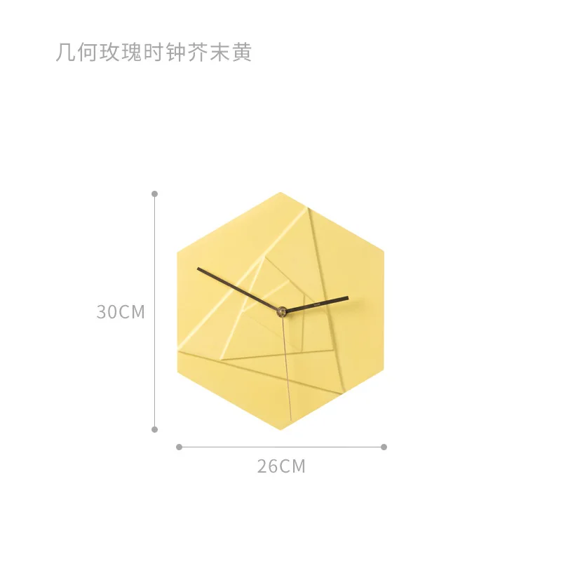 Скандинавские керамические настенные часы простые креативные абстрактные шестиугольные художественные настенные часы украшение дома и офиса - Цвет: Цвет: желтый