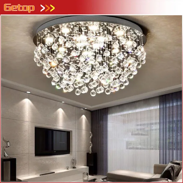 

Modern Crystal Light LED Warm Romantic Creative Round Restaurant Living Room Bedroom Crystal Ceiling Light