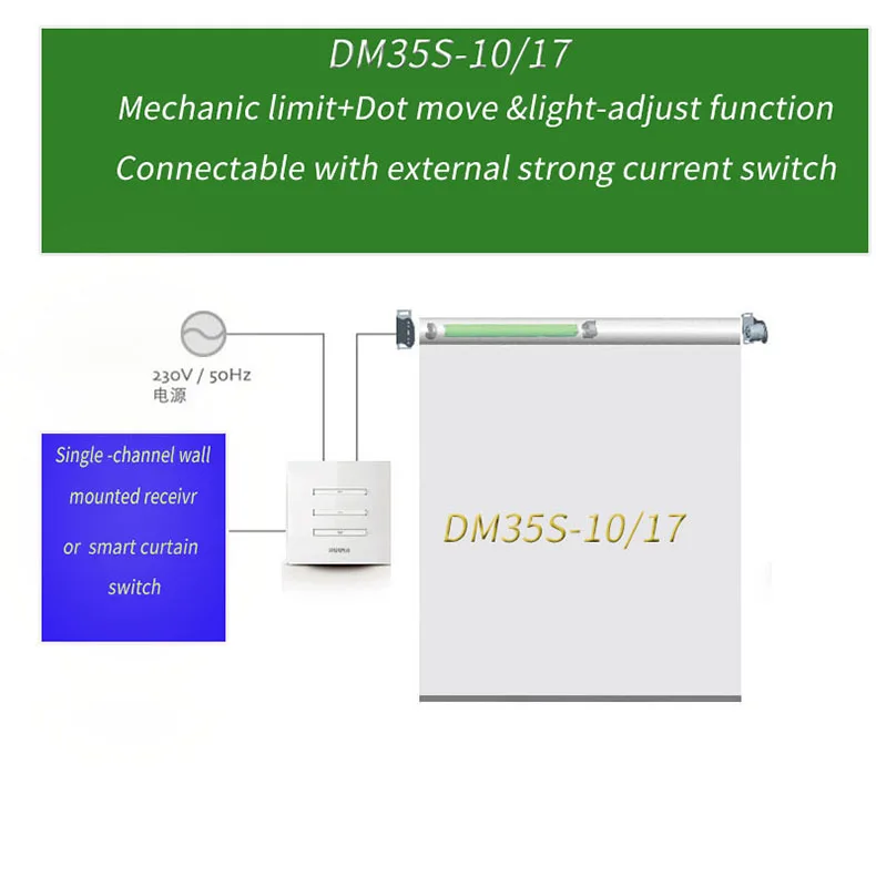 Высококачественный трубчатый двигатель Dooya 220V 50MHZ DM35S для моторизованных рулонных жалюзи совместим с переключателем основного напряжения