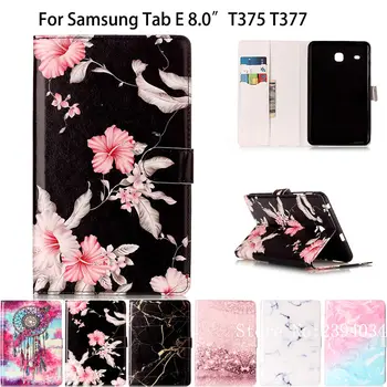 

Fashion Marble Pattern Cover For Samsung Galaxy Tab E 8.0 T377 SM-T377V T375 Case Funda Tablet Silicon PU Leather Stand Shell