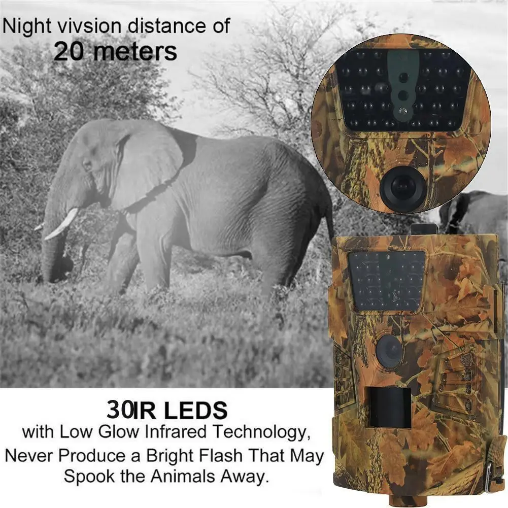 

1Pcs New HT-001B Trail Camera 12MP 1080P 30pcs Infrared LEDs 850nm Hunting Camera IP65 Waterproof 120-Degree Angle Wild Camera