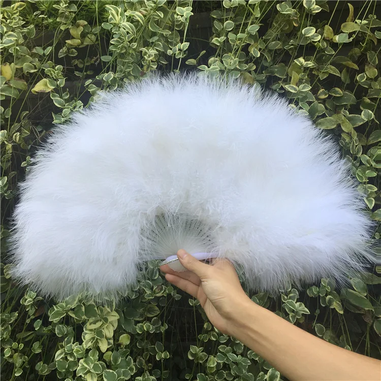 

Free Shipping 12pcs lot Thicken Fluffy Folding Marabou bridal shower party photo props dance fan hand fans wedding feathers