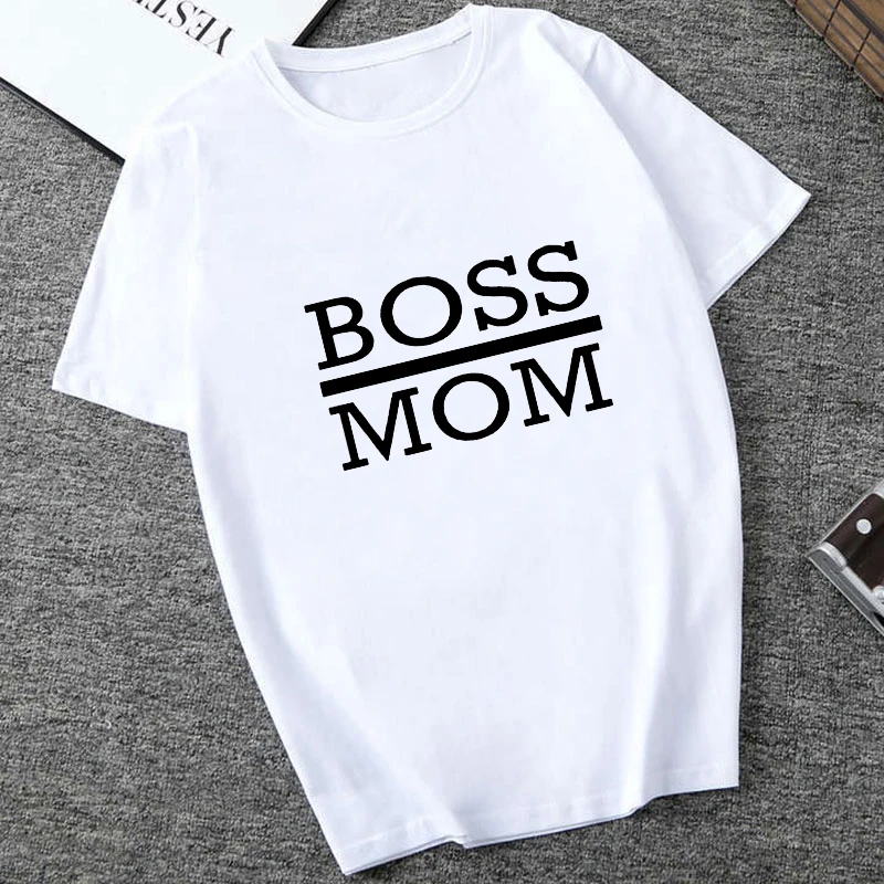 Футболка с коротким рукавом LUSLOS Boss Mom Dad мужская и женская летняя футболка