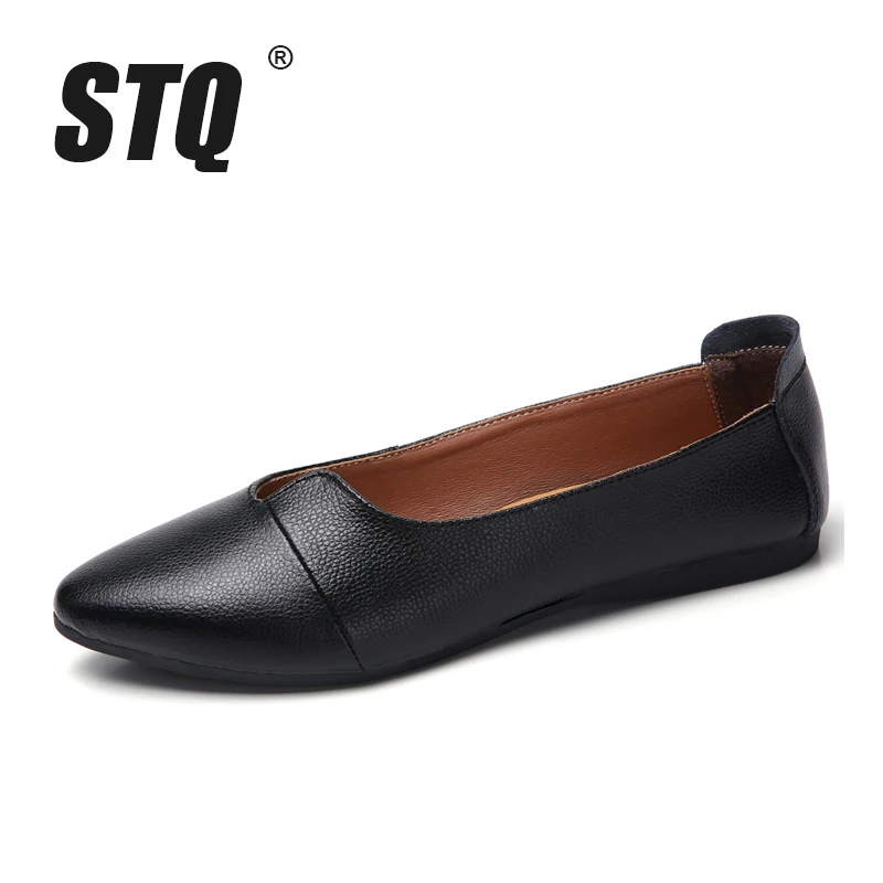 STQ/ г.; осенние женские балетки на плоской подошве; обувь из натуральной кожи; Лоферы без шнуровки; женская обувь на плоской подошве; женская обувь черного цвета; обувь для бабушек; 1189