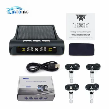 

TPMS Car Tire Pressure Monitoring System Alarm Windshield Tyre Sensor Solar Monitor Internal Security Systems
