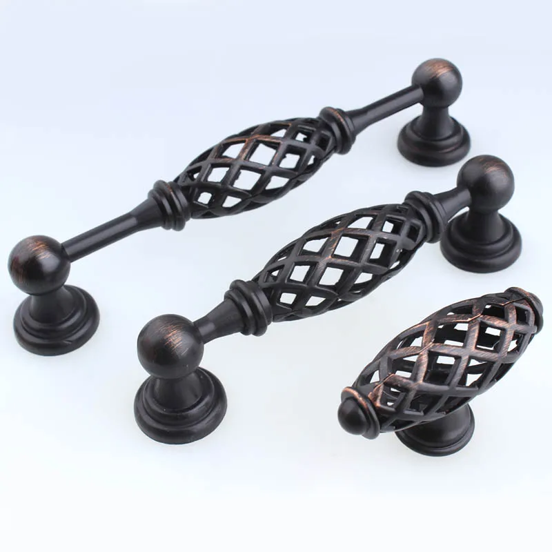 128mm American retro style black antique copper kitchen cabinet cupboard door handles 96mm bronze dresser drawer pulls knobs