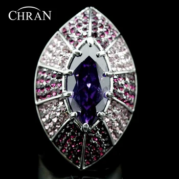 

CHRAN Silver Plated Cubic Zirconia Anniversary Rings for Ladies Promotion Austrian Crytsal Finger Rings Brand Jewelry