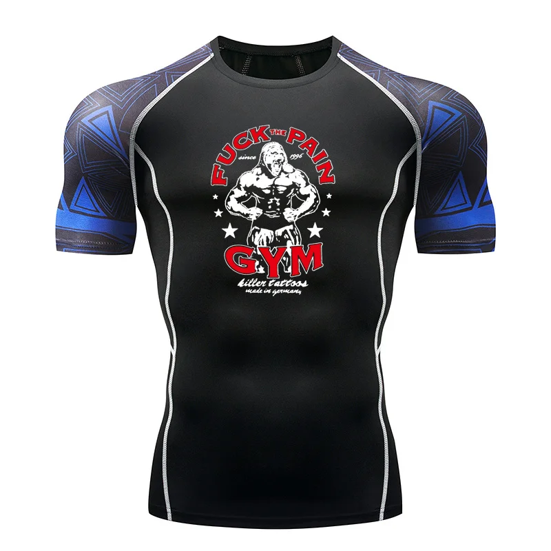 

2019 New Sport Brand Running Shirts Mens Gym t Shirt Sports Fitness Jersey Quick Dry Fit camiseta running hombre Tight Tops Tees