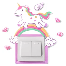 Животное Единорог Фламинго крышка мультфильм декор комнаты 3D Настенный силиконовый ВКЛ-ВЫКЛ переключатель светящийся светильник переключатель розетки стикер на стену