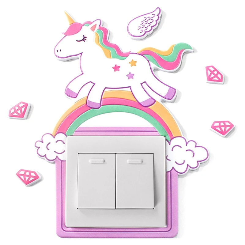 

Animal Unicorn Flamingo Cover Cartoon Room Decor 3D Wall Silicone On-off Switch Luminous Light Switch Outlet Wall Sticker