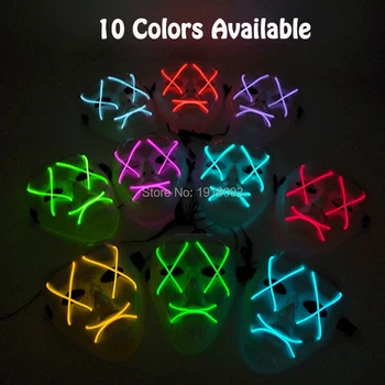

Fashion Hot Full Face Mask with EL Wire Glowing Party Mask LED Light up Mask + Sound active Controller for Prom Costume Decor