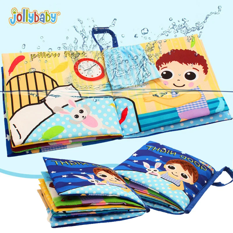Jollybaby Goodnight колыбельные детские тканевые книги с погремушками 3D