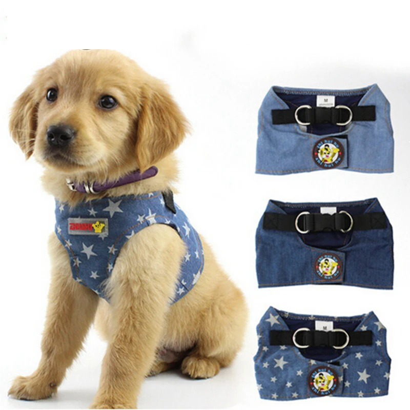 Buy Denim Dog Vest Harness Leash Set for Small Medium