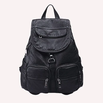 

European and American retro fashion genuine sheepskin leather student backpack fashion luggage Female Knapsack travel backback