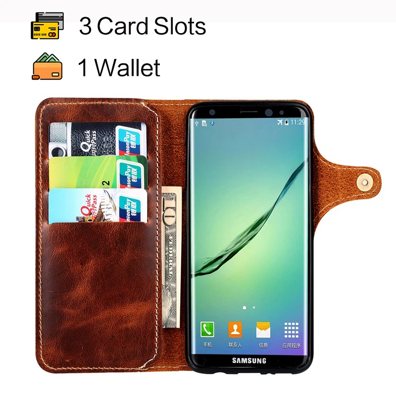 Натуральные Кожаные кошелки крышка для samsung Galaxy S9 плюс флип кейс из натуральной
