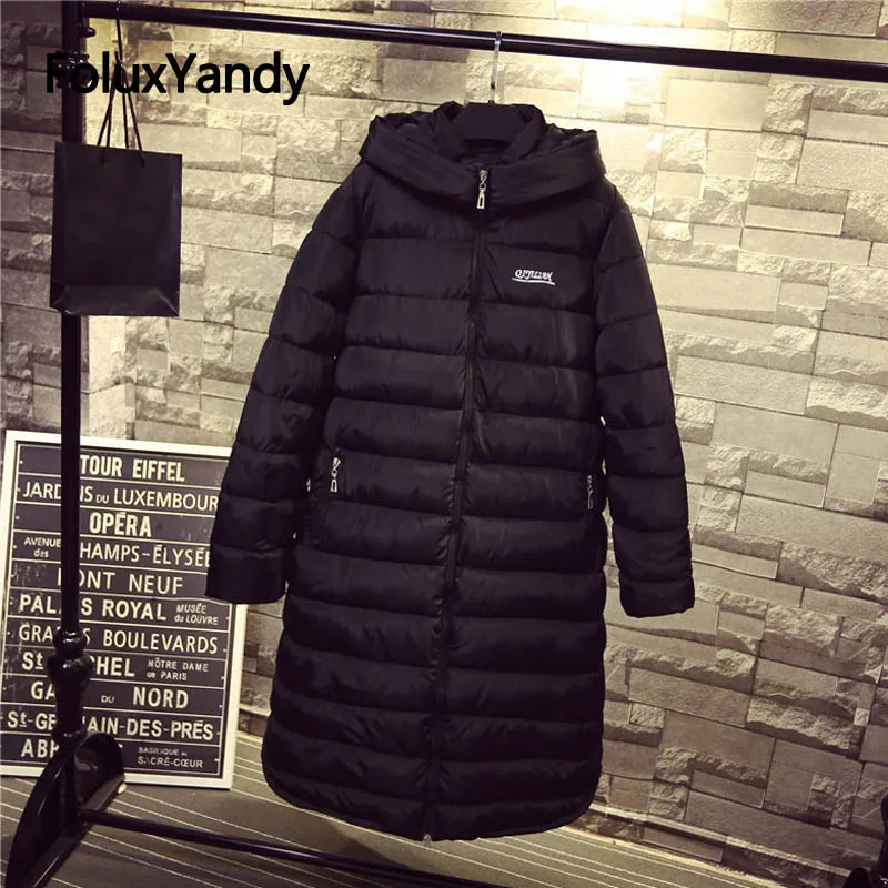 

7 XL Plus Size Winter Jacket Women Parkas Long Sleeve Casual Hooded Warm Thick Loose Long Parka Black Outerwear NQYL51