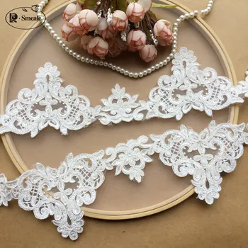 

French Lace Luxury Beading Car Bone Lace High-end Wedding Dress Veil Accessories Lace Trimmings for Sewing 8CM Wide RS749
