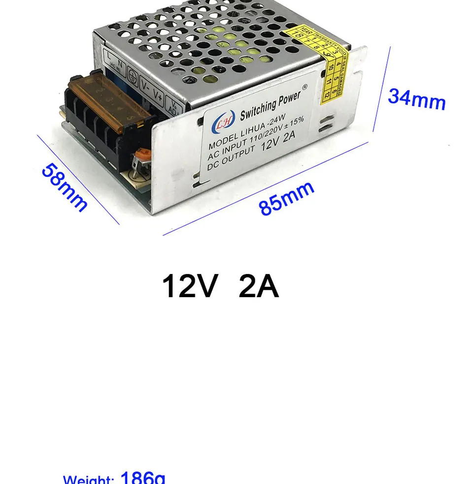 AC/DC 12 В 1A 2A 3A 4A 5A 6A 8A 10A 12A трансформатор переключатель питания 10 Вт 15 Вт 20 Вт 50 Вт 100 Вт 120 Вт Светодиодный драйвер для светодиодных лент