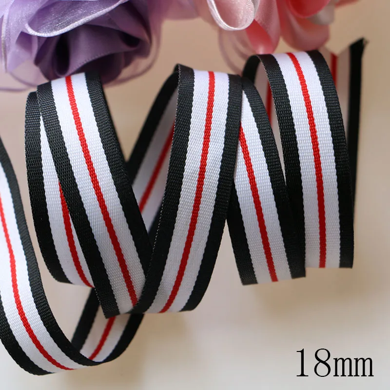 (10 ярдов/партия) 1 ''(18 мм) черная и белая grosgrain лента напечатанная Подарочная
