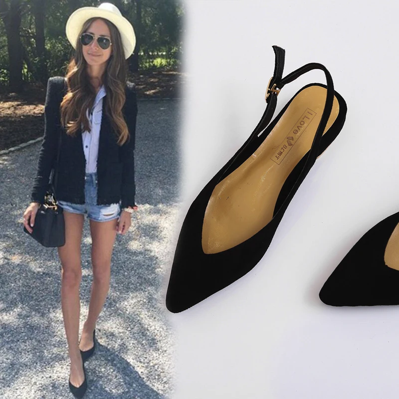 

EOEODOIT Spring Summer Flats Shoes Pointy Toe Sexy v Mouth Sandals Women Casual Low Heels Shoes