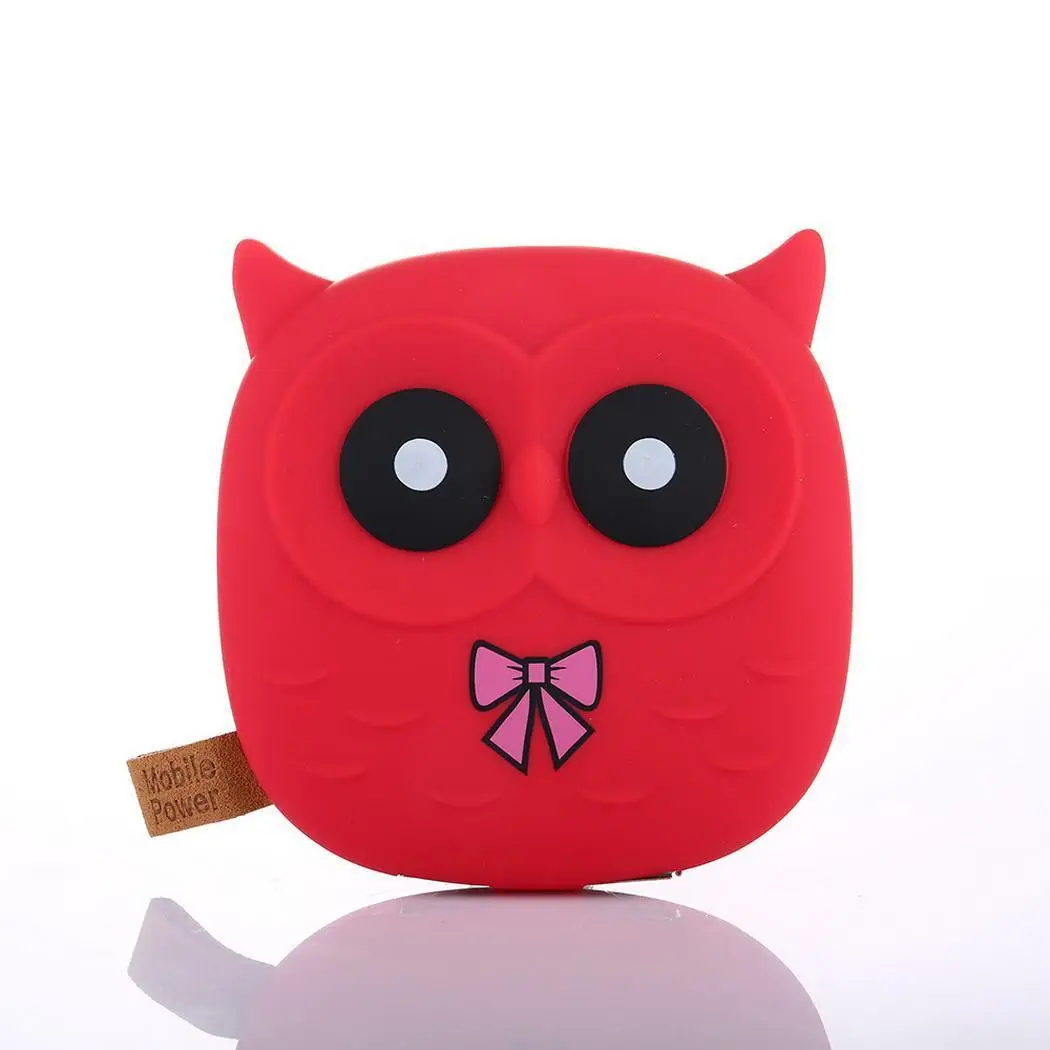 Cute Owl Mobile Power Bank Charger 8000mah Powerbank External Battery Dual Usb For Cellphone Poverbank - Цвет: Red