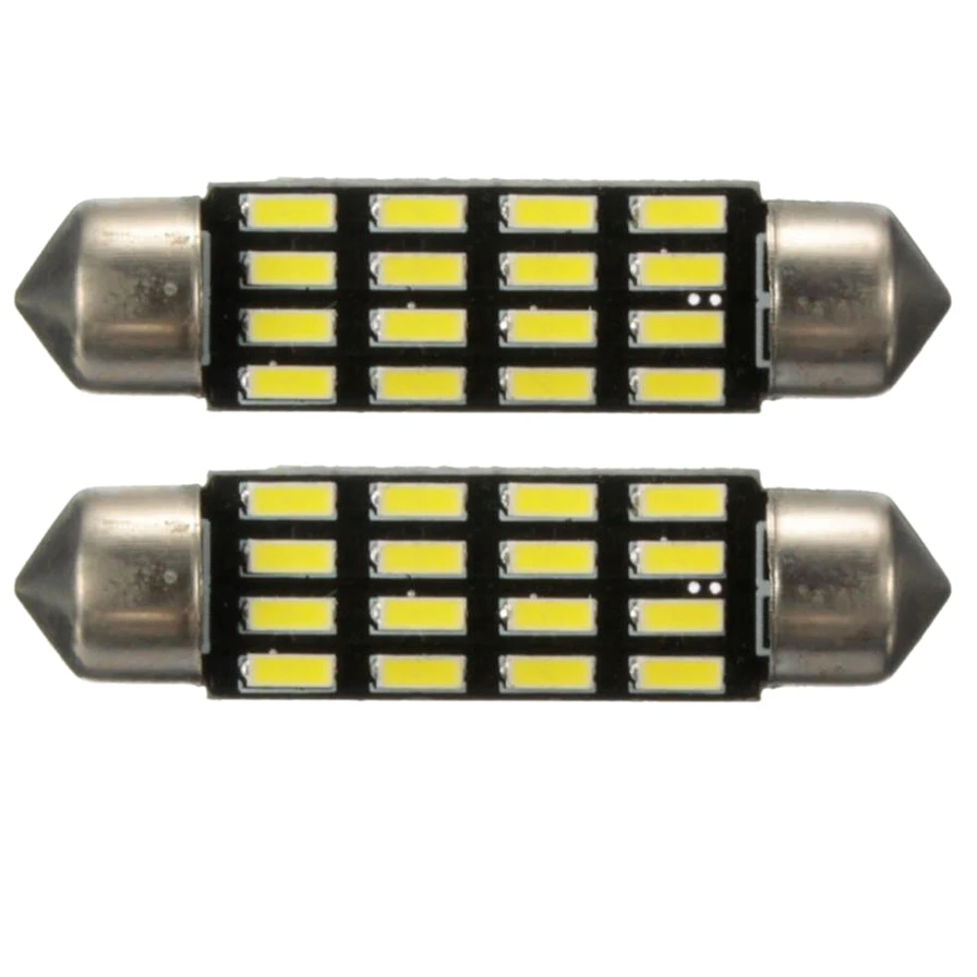 2x автомобильный купол Canbus 4014 SMD 16 Светодиодный светильник Гирлянда для салона 42