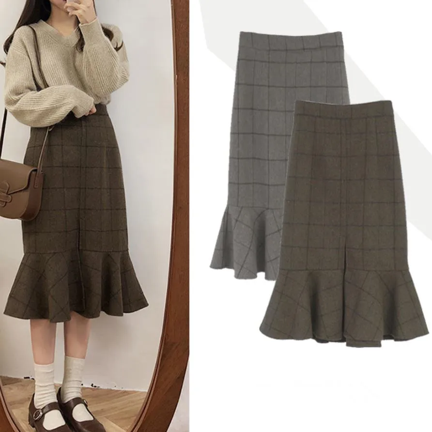 Buy Womens High Waisted knee length Skirt Elegant