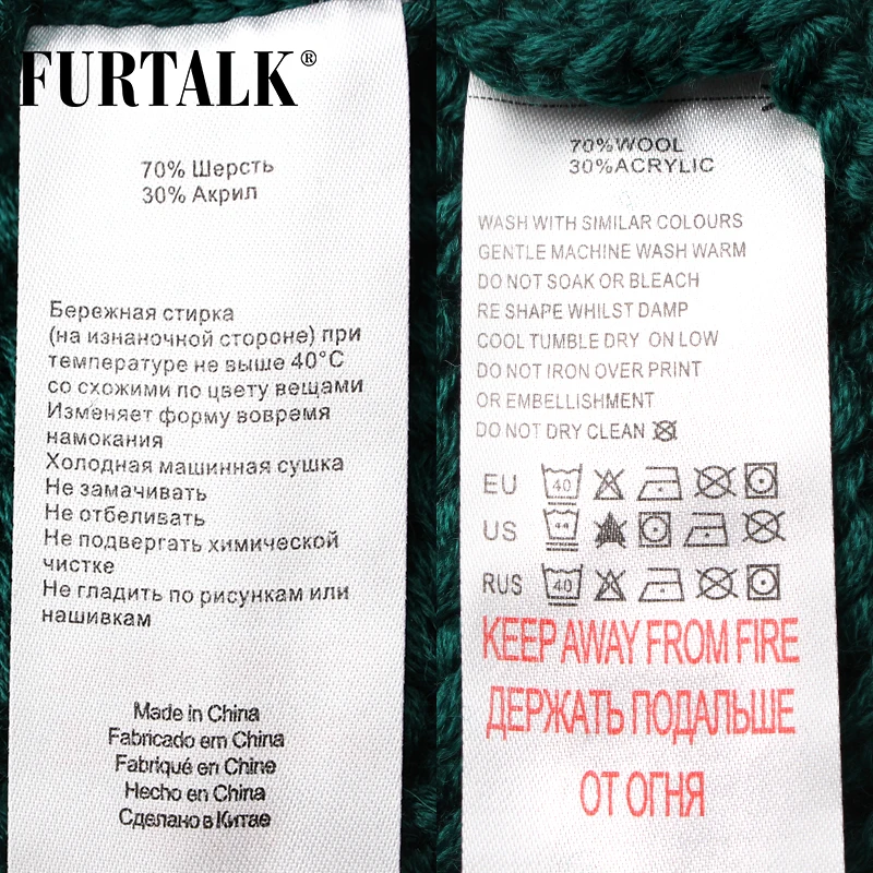 FURTALK Набор шапок и из шарфа для женщин натуральной лисы Меховые помпоны Шапки