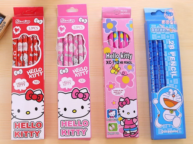12pcs Set Kawaii Cute Cartoon Hello Kitty Pencil Pencils For Young 12pcs Set Kawaii Cute Cartoon Hello Kitty Pencil Pencils For Young Student School Office Supplies