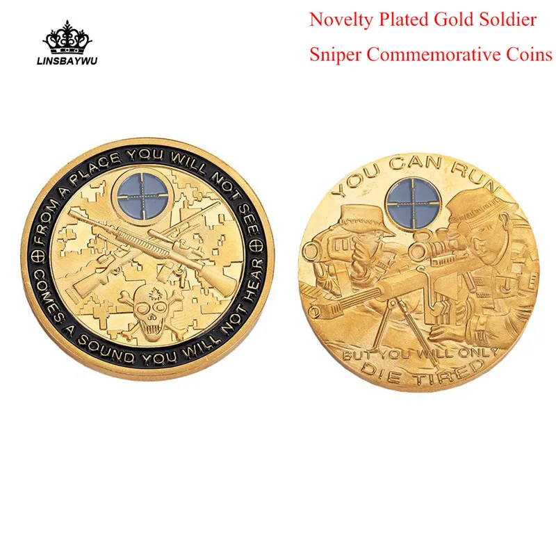 

Novelty Gold Plated Soldier Sniper Bitcoin Commemorative Coins Collection Art Free Shipping