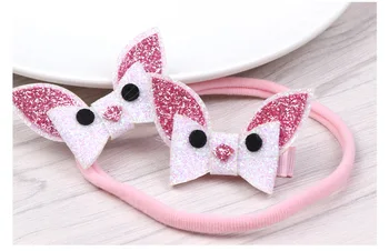 

Boutique 10pcs Fashion Cute Pink Felt Rabbit Hairpins Hair Clips Solid Kawaii Glitter Bunny Soft Headbands Princess Headwear