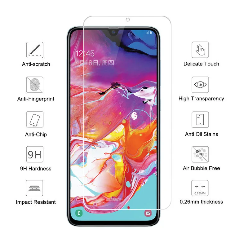 Закаленное стекло 9H для Samsung Galaxy A70 Защита экрана A 70 Sm a705f/ds A7050 защитная