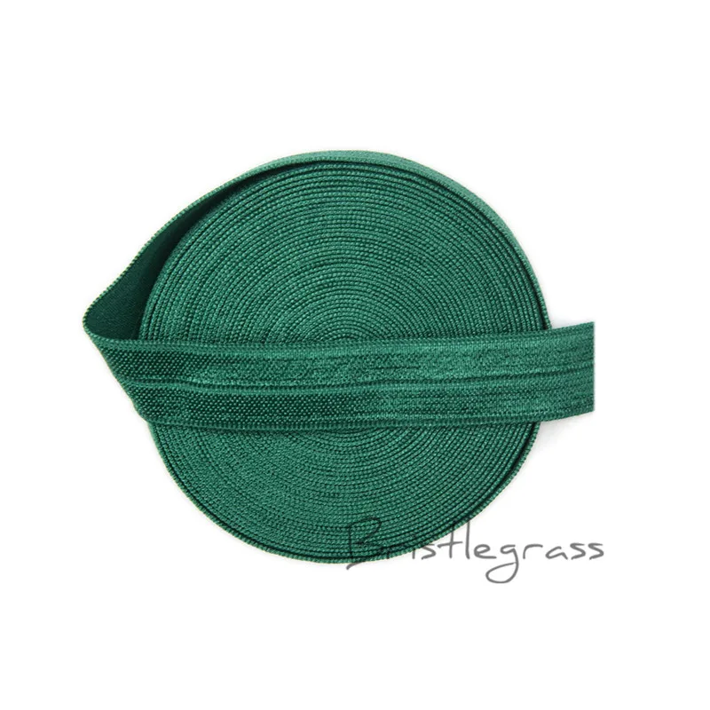 

BRISTLEGRASS 5 Yard 5/8" 1.5cm Forest Green Solid FOE Foldover Elastics Spandex Satin Kid Hairband Headband Lace Trim DIY Sewing