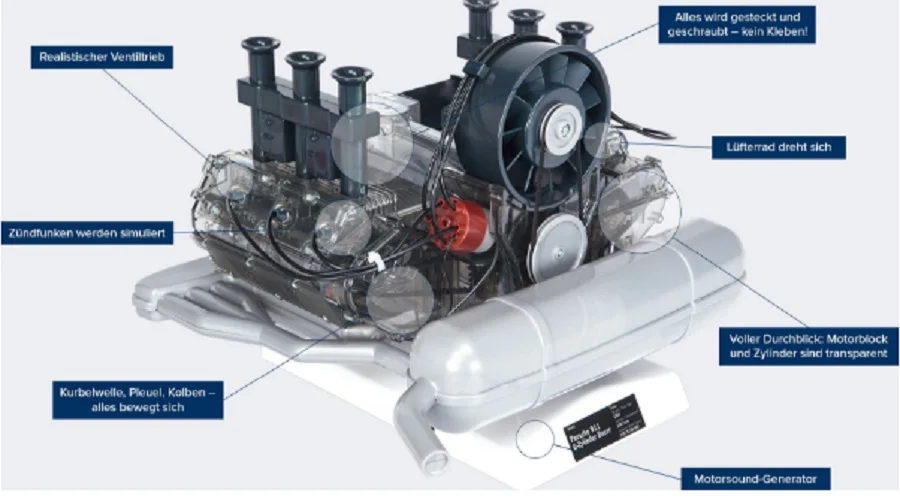 Porshe911 горизонтальная противостоящая Модель двигателя, собранный подвижный механический двигатель