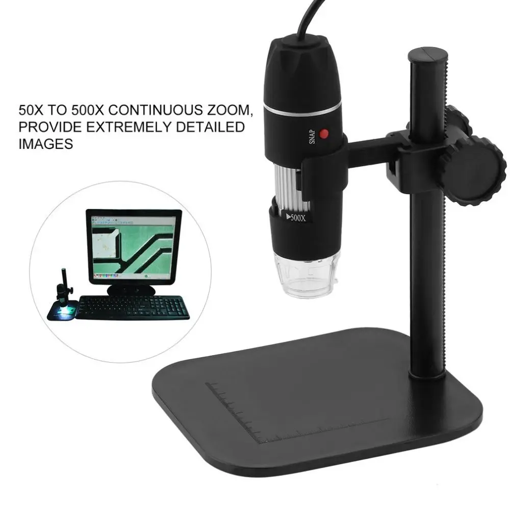 

FUNN-50X to 500X USB LED Digital Electronic Microscope Magnifier Camera Black Practical Camera Microscope Endoscope Magnifier