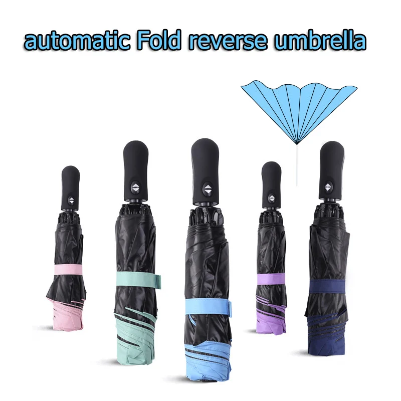 

New pattern Fashion Color Reverse Ma'am Folding Inverted Automatic Umbrella ultraviolet-proof Men Sunny rain Umbrella