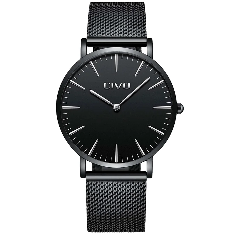 

CIVO Fashion Quartz Watch Simple Watch For Men Steel Mesh Analogue Waterproof Wristwatches Ultra Thin 6 MM Business Men Women