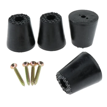 

4pcs Tapered Round Rubber Feet Pad w/ Self Tapping Screws for Wood Furniture Table Desk Chair Cabinet Leg Riser 2inch High