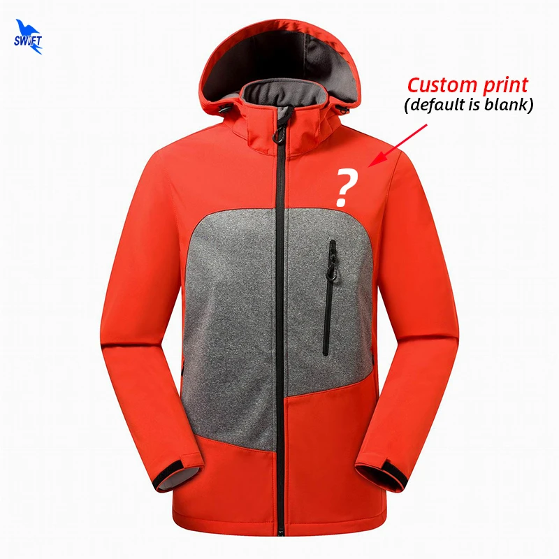 

Custom Print Waterproof Softshell Jacket Men Windproof Outdoor Hiking Clothes Thermal Fleece Fishing Hunting Camping Hooded Coat