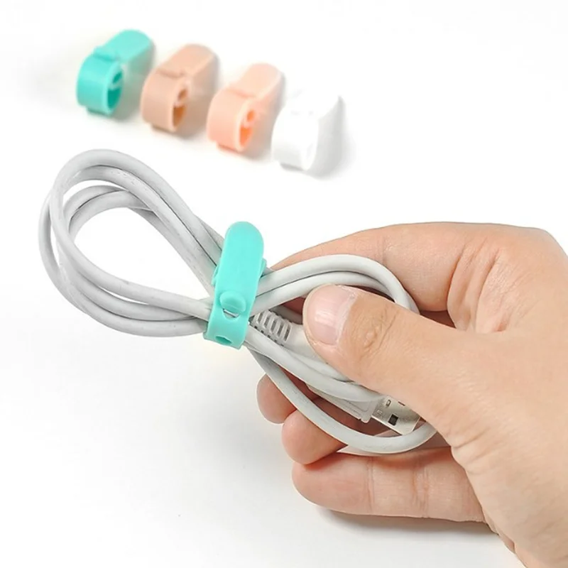 

4Pcs Solid Color Cable Protector Cable Winder Organizer Wire Data Line Holder Desk Set Line Fixer Winder Wrap Cord Protective