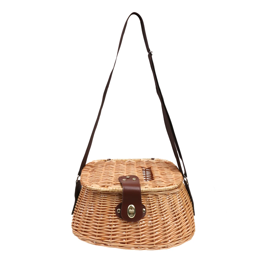 

Wicker Fish Basket Fishing Creel Trout Perch Cage Tackle Fisherman Traps Box