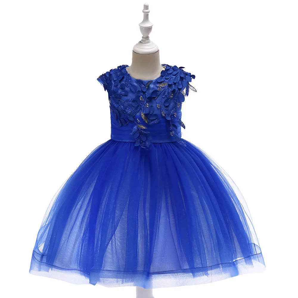 

2019 Baby Girls Dress Kids Sleeveless Applique Bodice Tulle Party Wedding Dress Formal Girls Clothing
