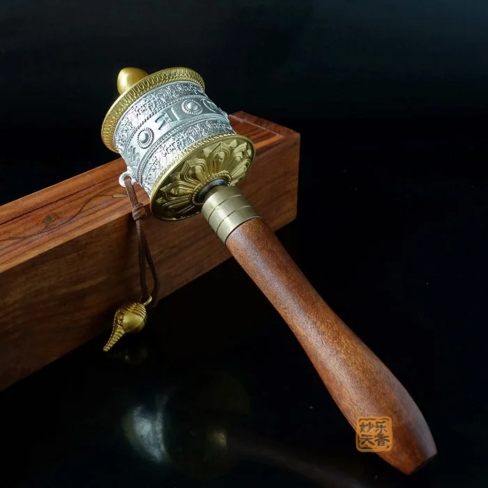 

Tibetan Buddhist Hand prayer wheels,mantras inside,Bearing turns smoothly without noise,Alloy No Rust