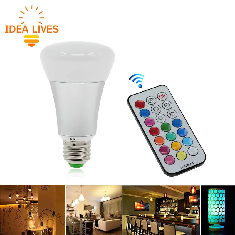 

10W RGB LED Bulb E27 RGBW /RGBWW Stage Lamp AC85-265V 12 Colors With Remote Control Home Holiday Decor Lights