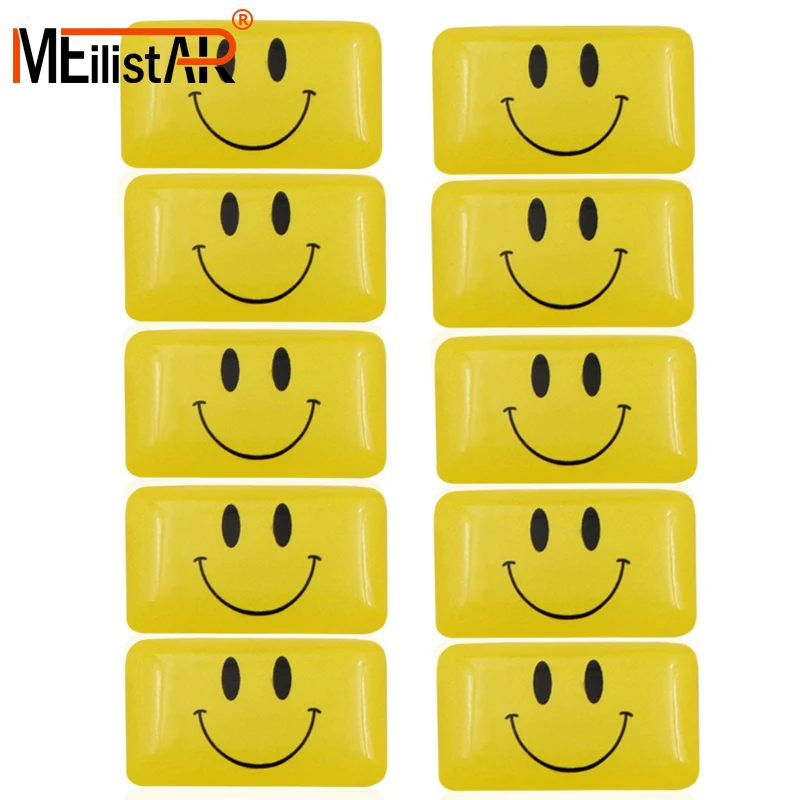 10pcs Car styling 3D Epoxy Sticker Car steering wheel sticker Smile badge Emblem For Volkswagen Golf Polo Passat Car Accessories