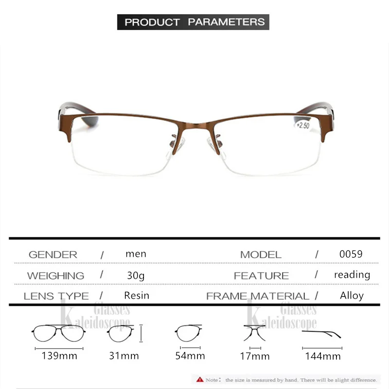 Imwete, мужские очки для дальнозоркости, мужские металлические очки с полуоправой, очки для чтения, антирадиационные очки для пожилых людей