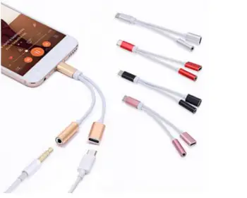 

20pcs Mini 2 In 1 USB Type-C To 3.5mm Jack AUX Headphone Audio Splitter Converter Adapter Cable For Phone Music Accessories